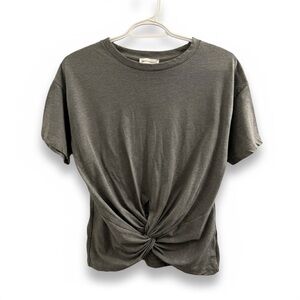 Warehouse | Grey Short Sleeve Tie Front T-Shirt